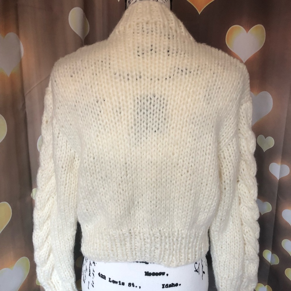 Cable knit sweater cardigan white cream womens twist button purple lilac - Picture 16 of 16